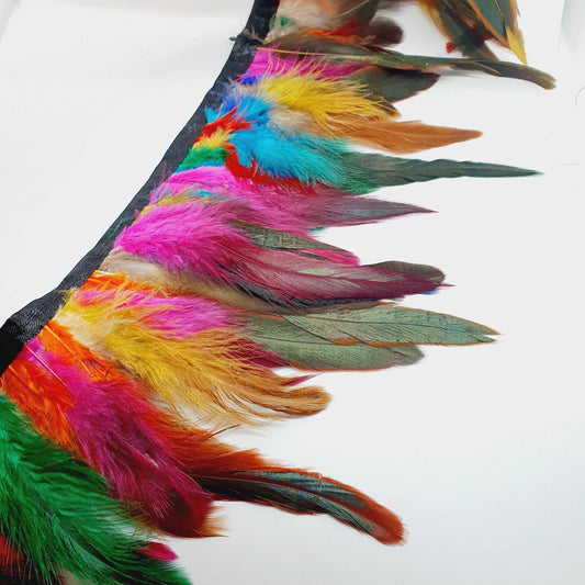 1m rooster Feather Trim 13-18cm MULTICOLOUR trimming fringe boa