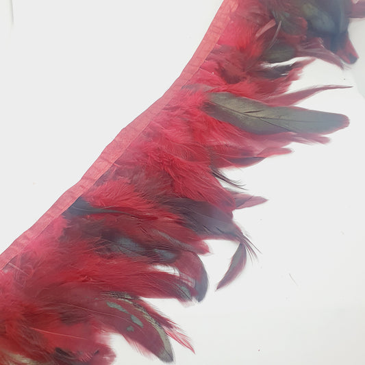 1m rooster Feather Trim 13-18cm Wine & Black trimming fringe boa