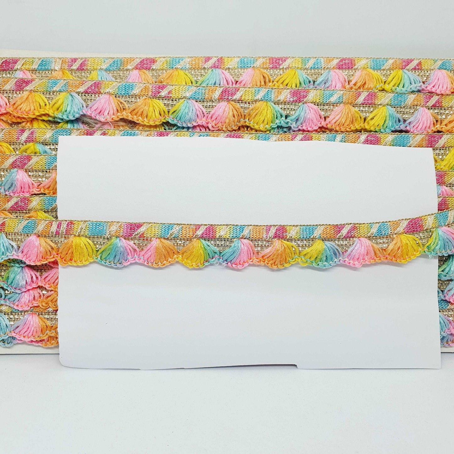 2cm multicolour pastel rainbow gold Braid trimming ribbon embellishment