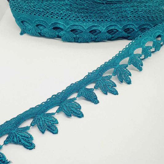 1m 5cm teal green guipure venise embroidered lace trim