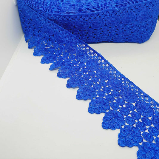 1m 9cm royal blue guipure venise embroidered lace trim