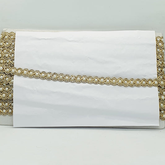 8m x 13mm gold pearl braid ribbon trim lace
