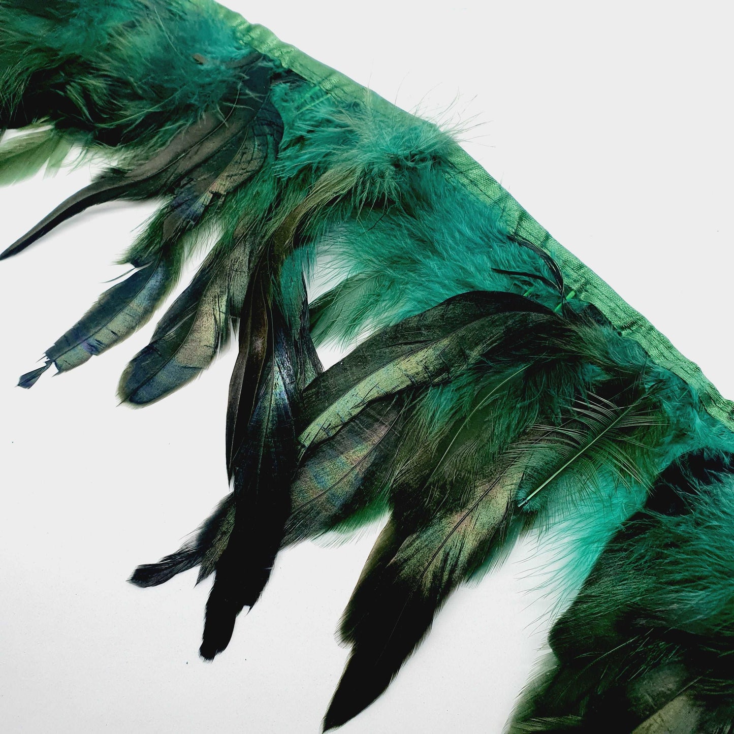 1m rooster Feather Trim 13-18cm dark green trimming fringe boa