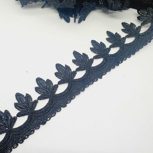 1m 5cm black guipure venise embroidered lace trim