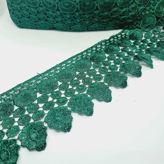 1m 9cm dark green guipure venise embroidered lace trim