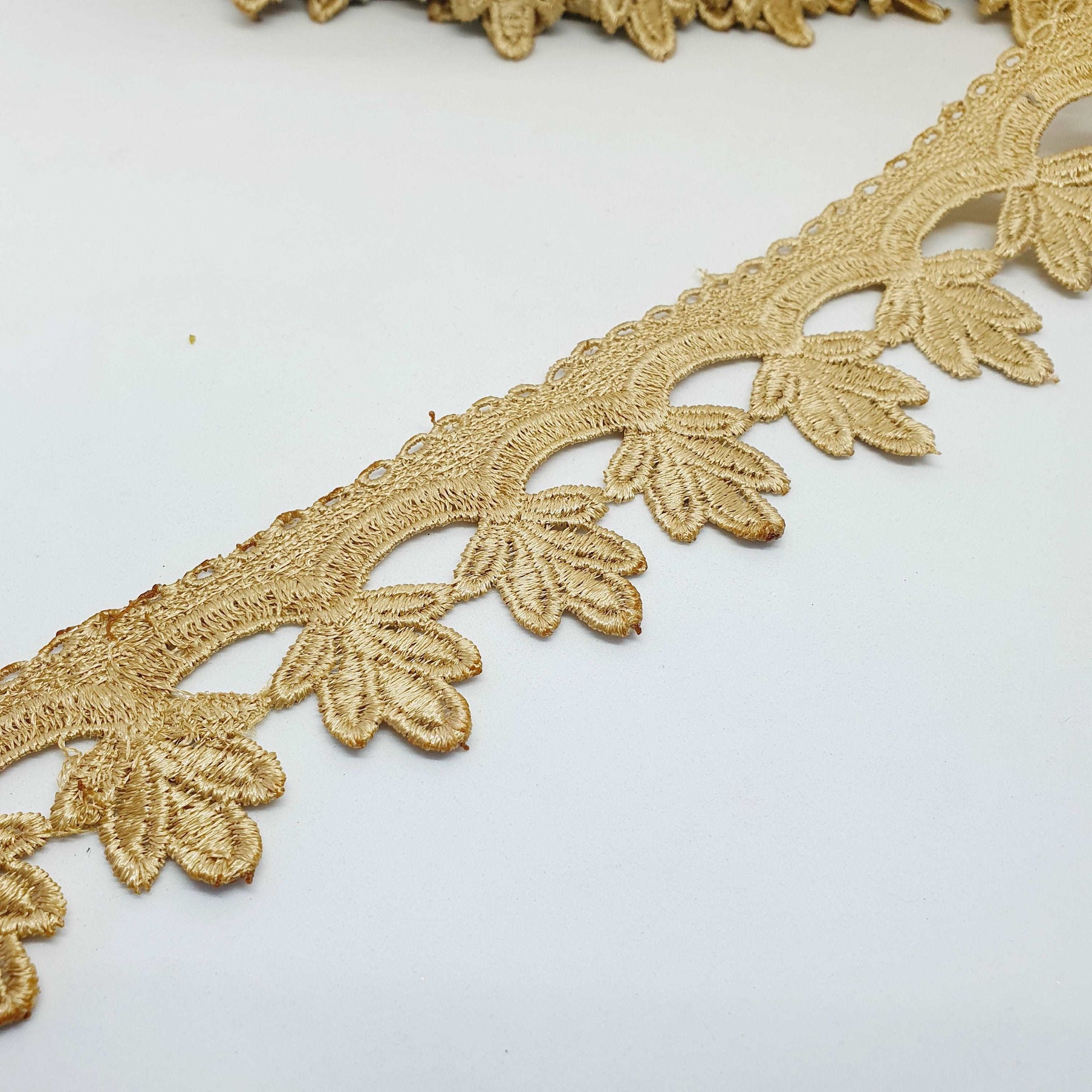 1m 5cm beige gold guipure venise embroidered lace trim