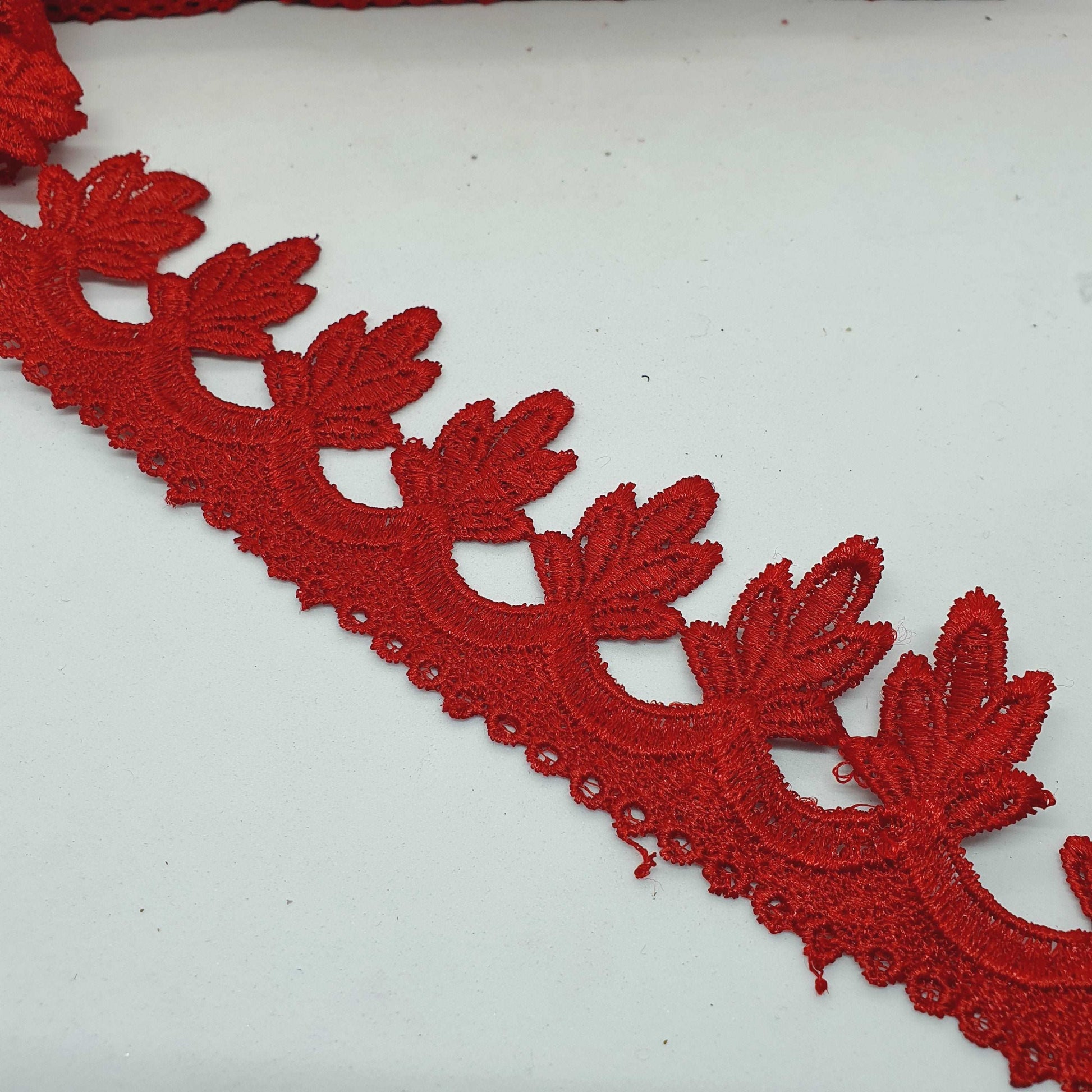 1m 5cm wine red guipure venise embroidered lace trim