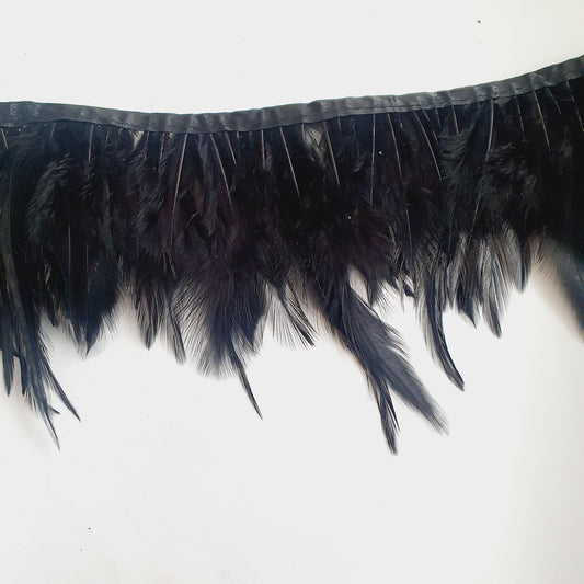 1m black rooster Feather Trim 8-11cm trimming fringe boa