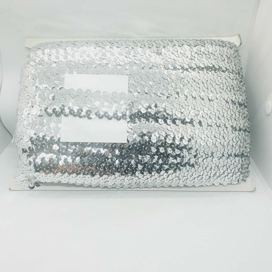 1m silver sequin Stretch elastic Elasticated 3cm Trim