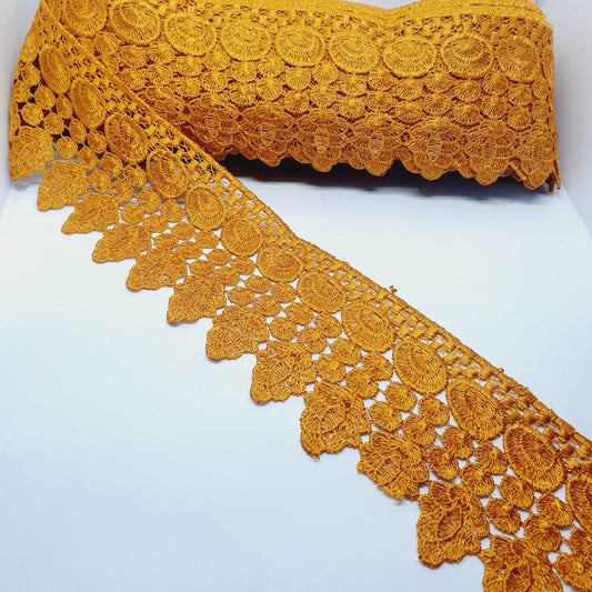 1m 9cm golden tan brown guipure venise embroidered lace trim