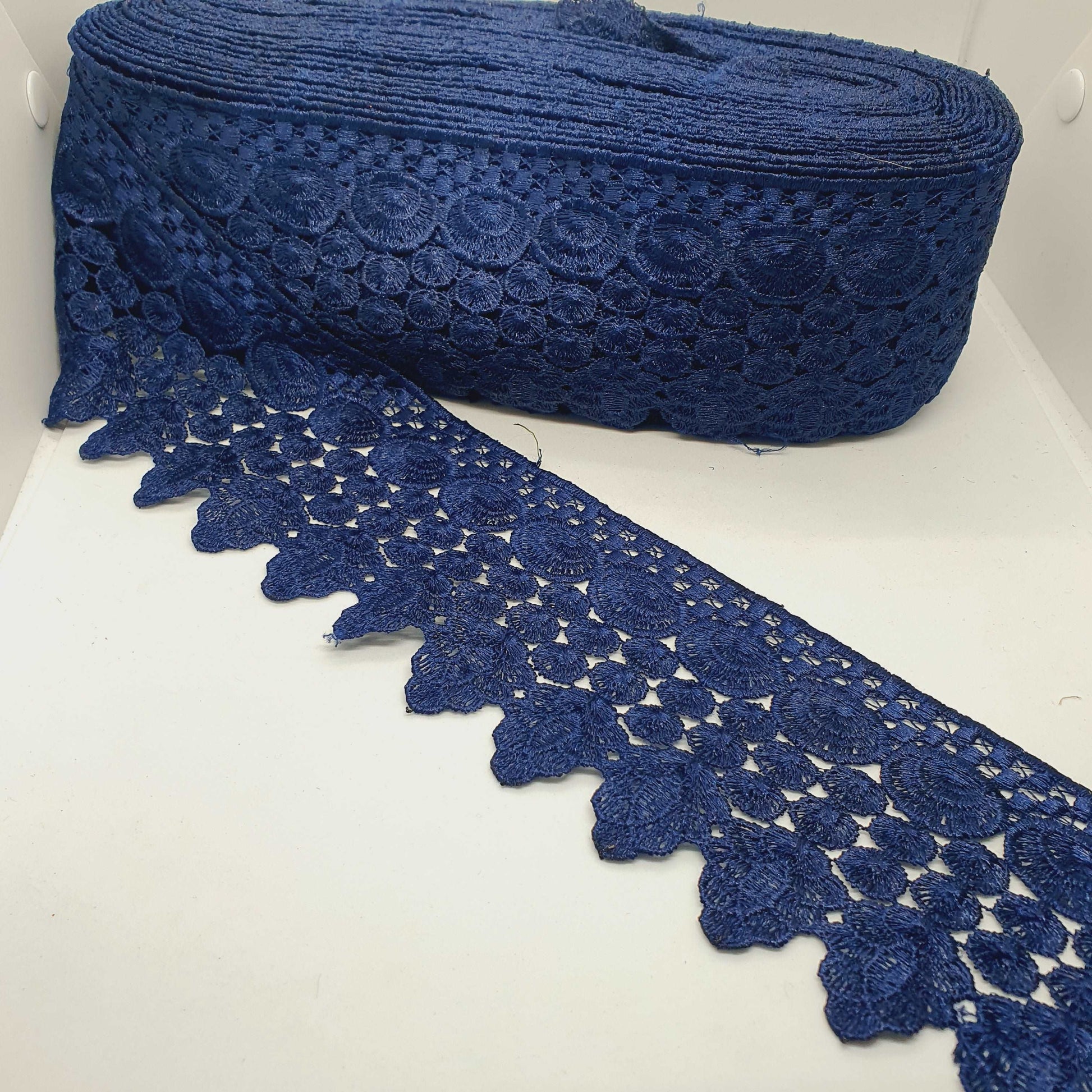 1m 9cm navy guipure venise embroidered lace trim