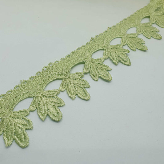 1m 5cm light apple green guipure venise embroidered lace trim