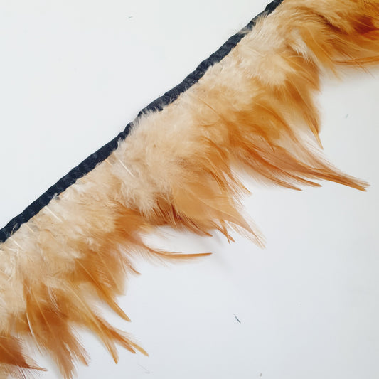 1m light tan brown rooster Feather Trim 8-11cm trimming fringe boa