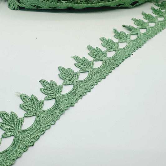 1m 5cm sage green guipure venise embroidered lace trim