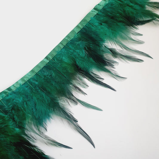 1m dark green rooster Feather Trim 8-11cm trimming fringe boa
