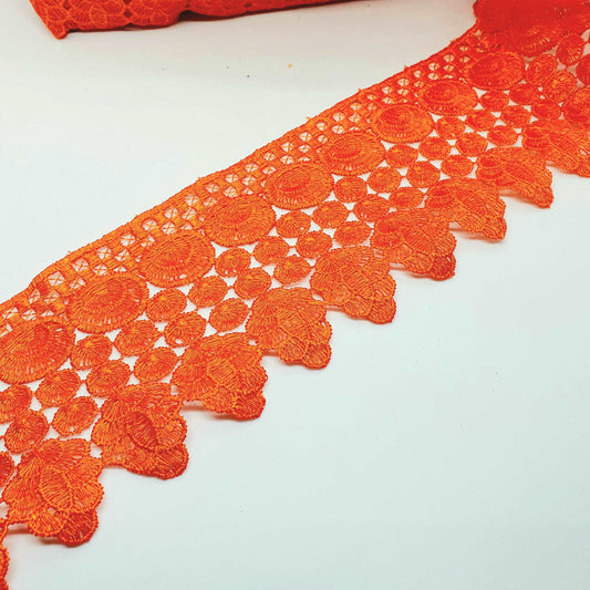 1m 9cm orange guipure venise embroidered lace trim