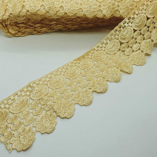 1m 9cm light golden yellow guipure venise embroidered lace trim