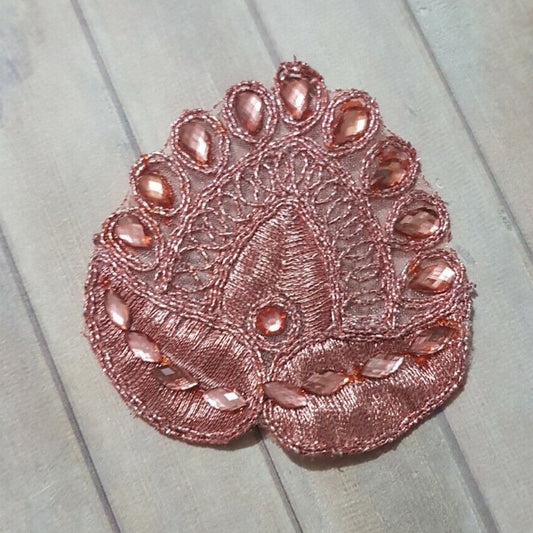 1x rose gold/ copper 6.5cm embroidered applique patch