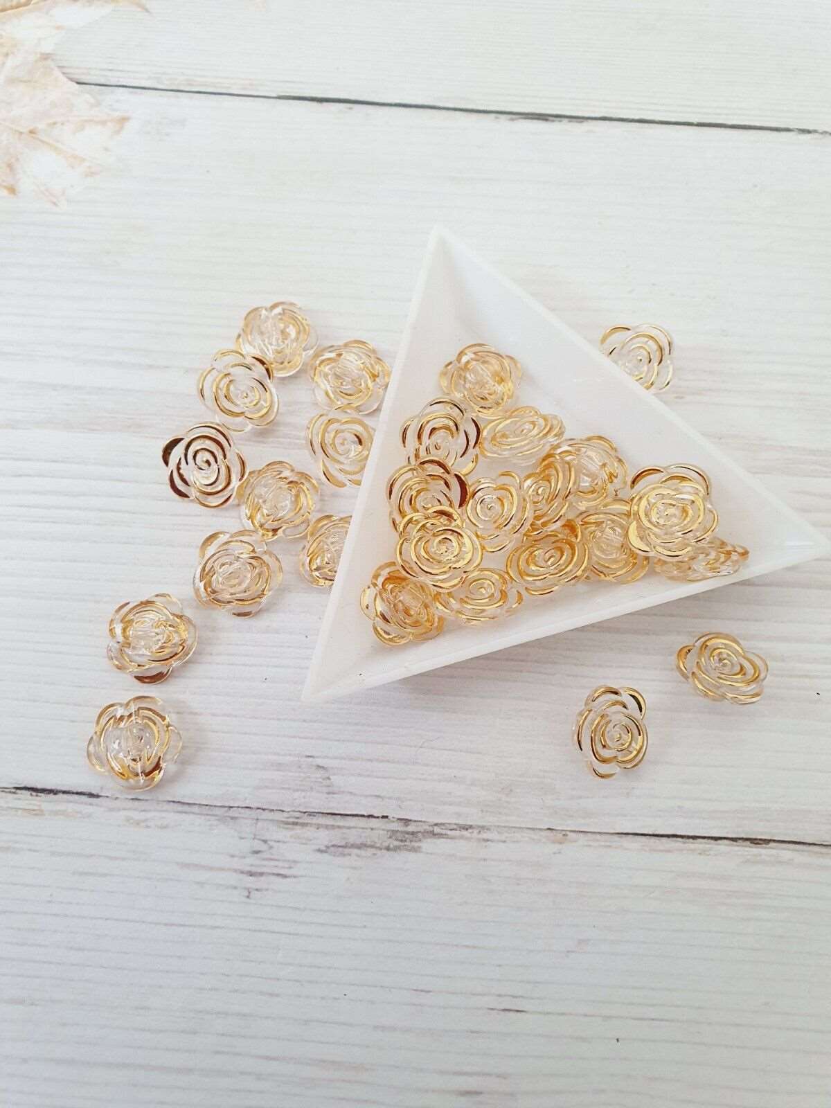 5x 12mm jacket coat shirt clear gold rose sew on button