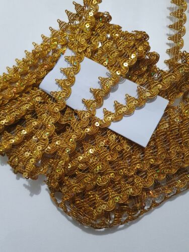 20mm metallic gold sequin looped edge Braid embroidered trimming