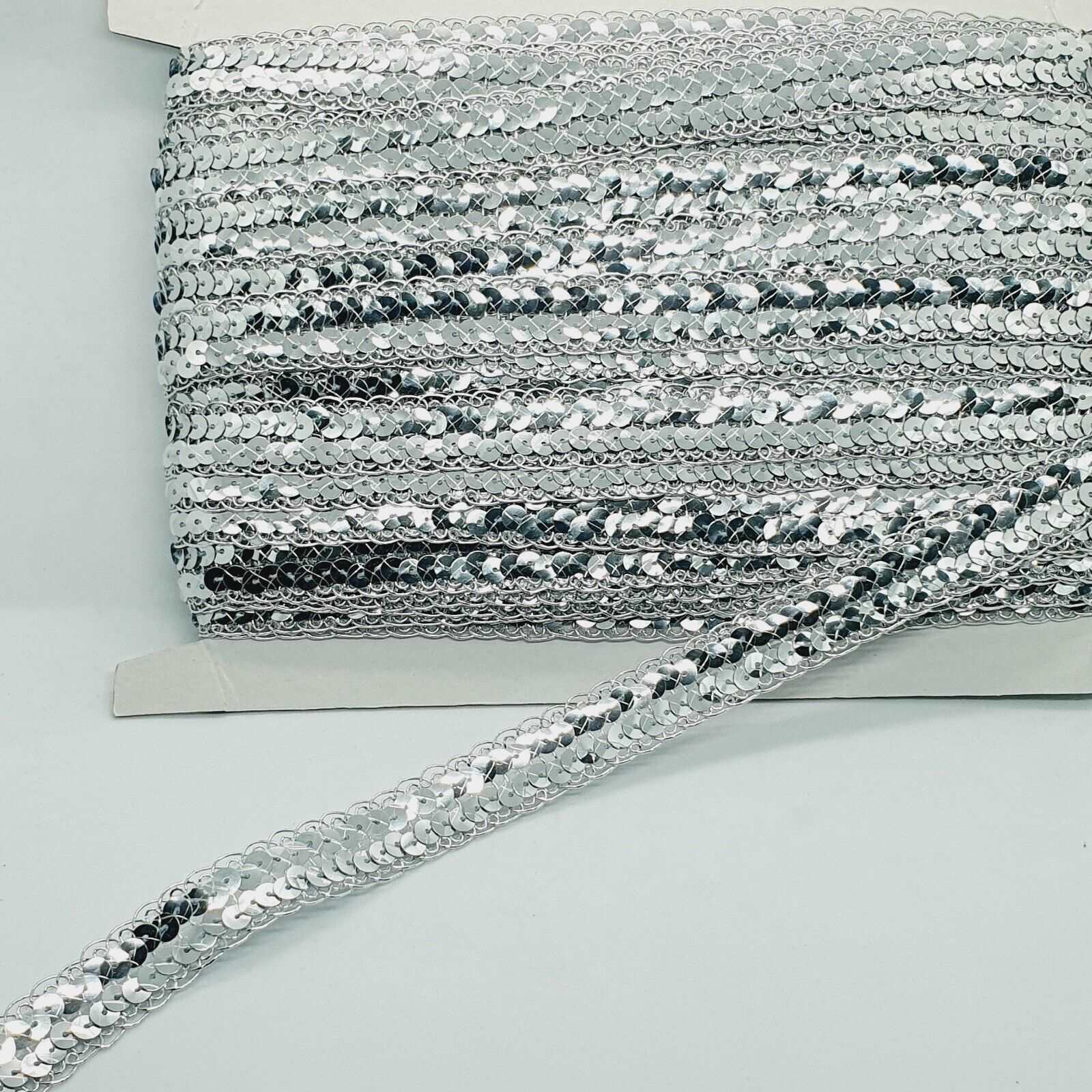 1m silver sequin braid trimming net ribbon 20mm