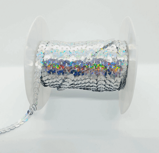 2m Silver Hologram 6mm strung sequin