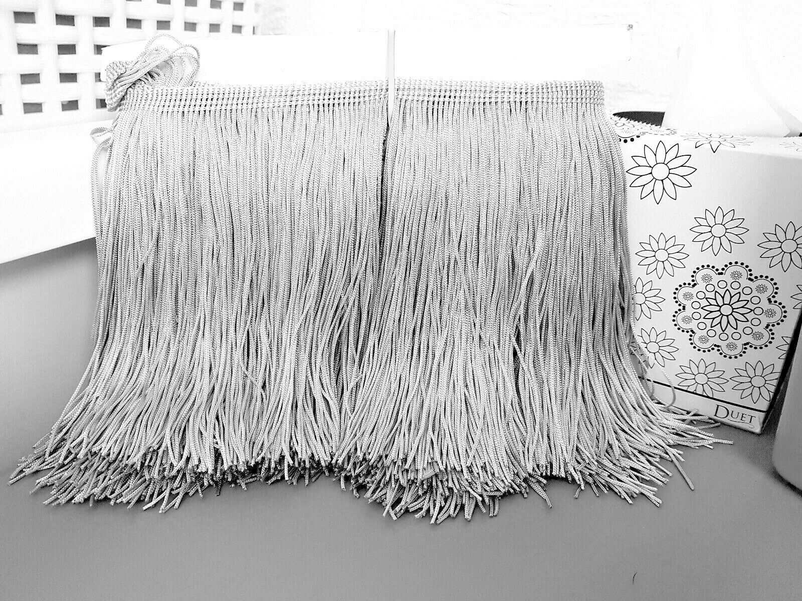 15cm drop silver grey silk fringe fringing