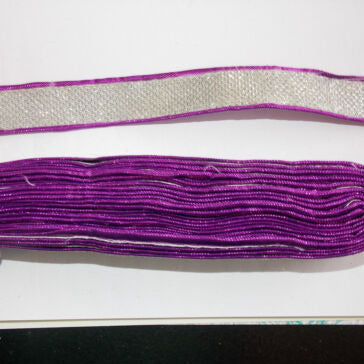 1m 20mm purple silver glitter embroidered ribbon