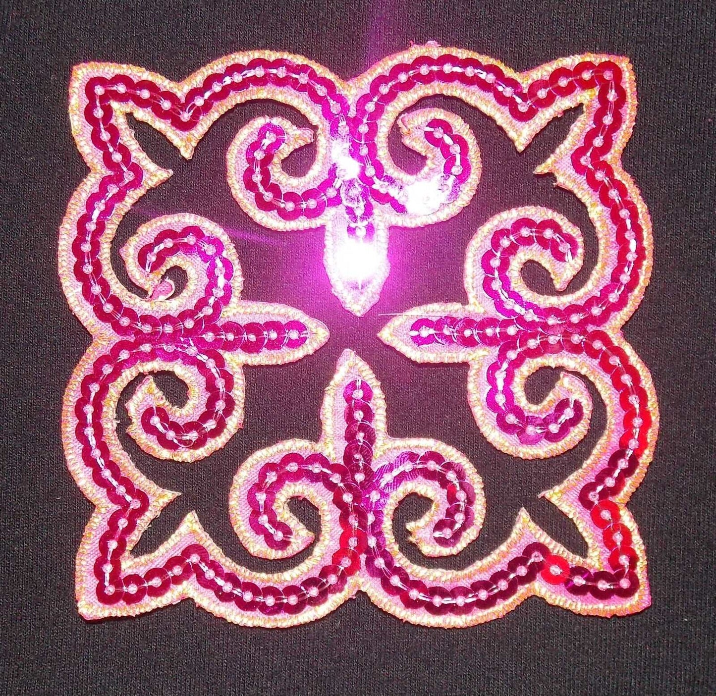 1x pink sequin applique patch HOT-FIX 10cm