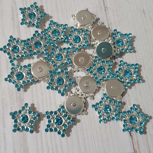 5x 16mm clear & turquoise star crystal gem sew on jewel rhinestone button