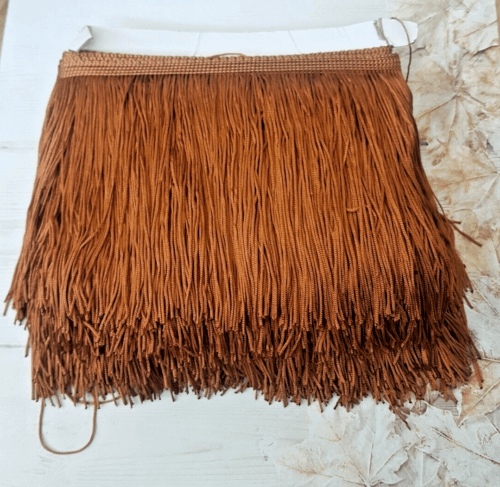 15cm drop tan brown silk fringe fringing