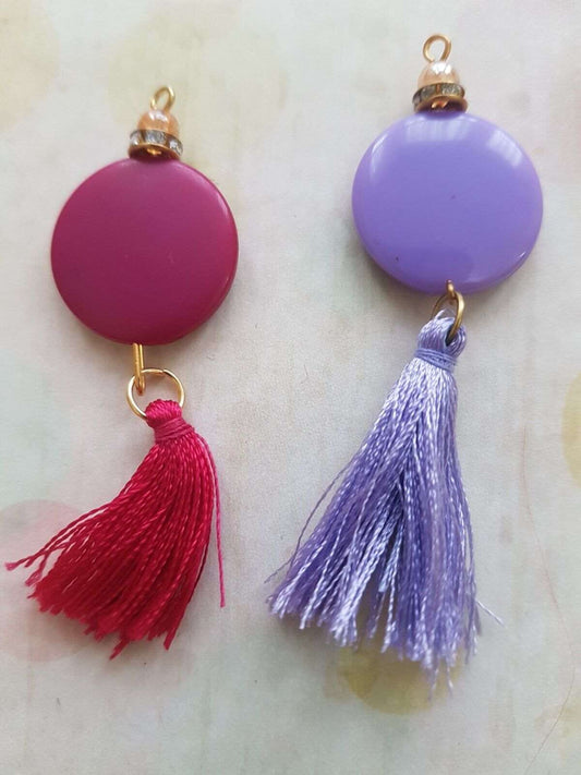 2x lilac bead tassel fringe jewellery 6.5cm