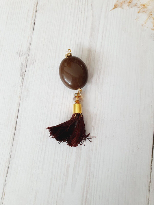 1x brown bead tassel fringe jewellery 8.5cm