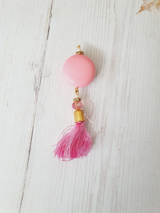 1x pink bead tassel fringe jewellery 8.5cm