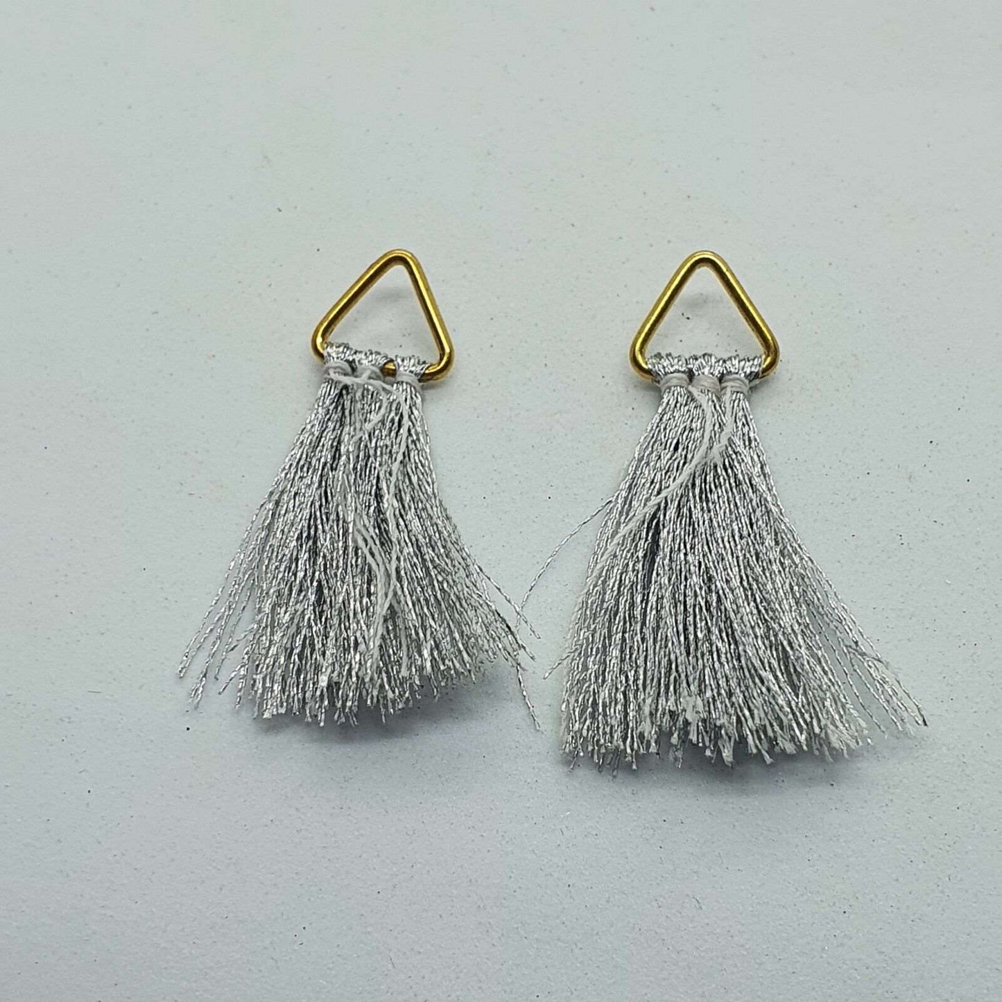 10x 3.5cm fringe tassel with metal loops SILVER