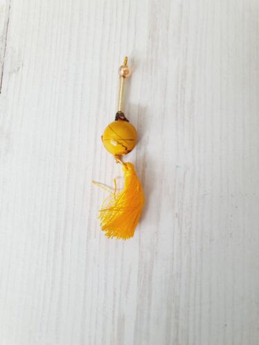 2x yellow bead tassel fringe jewellery 6.5cm