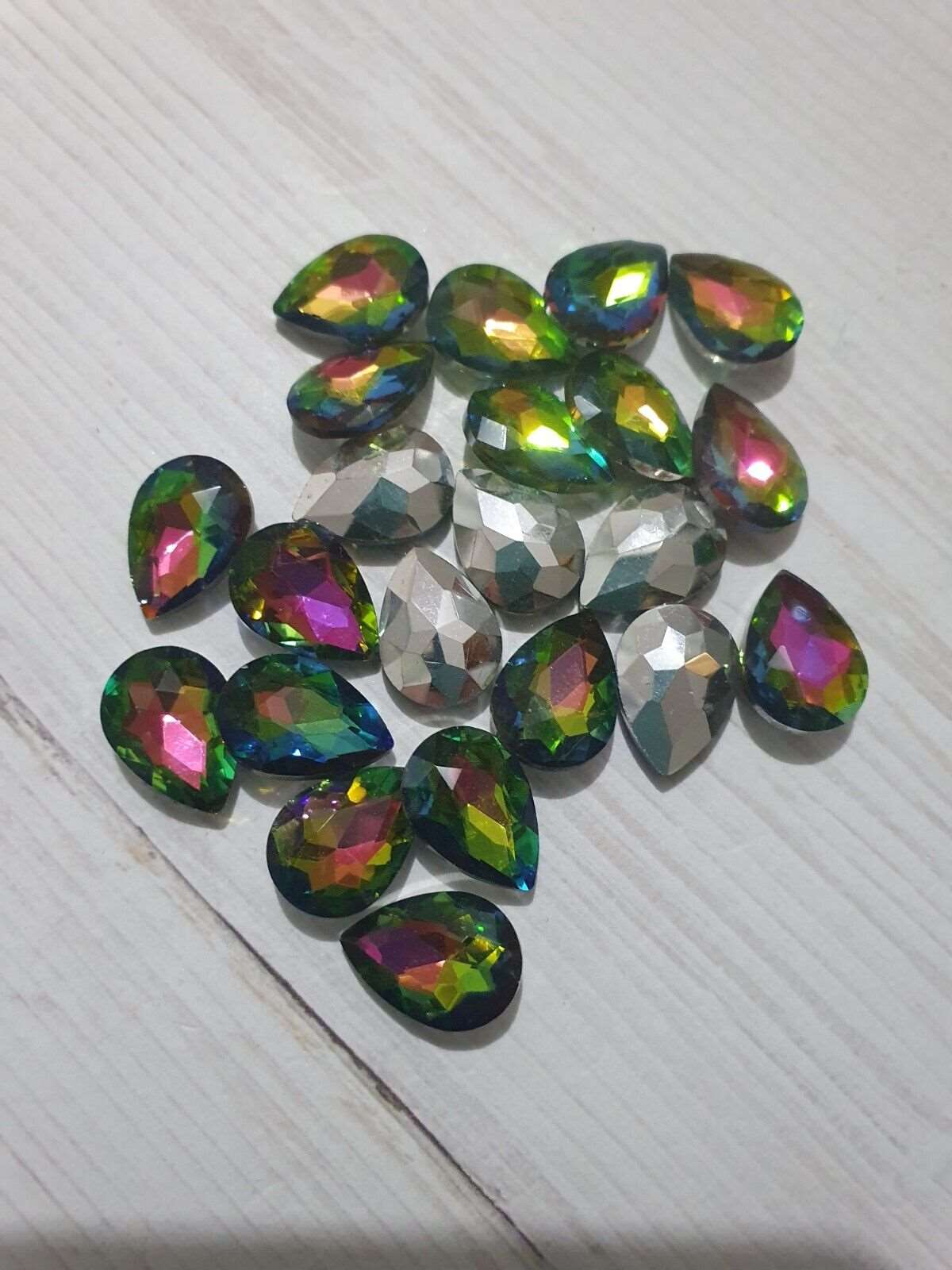 10x 14mm rainbow glass crystal gem NO HOLE