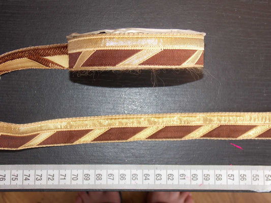 1m brown gold jacquard embroidered ribbon 23mm