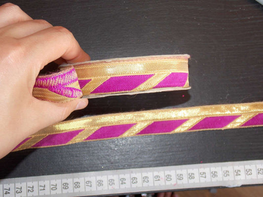 1m light purple gold jacquard embroidered ribbon 23mm