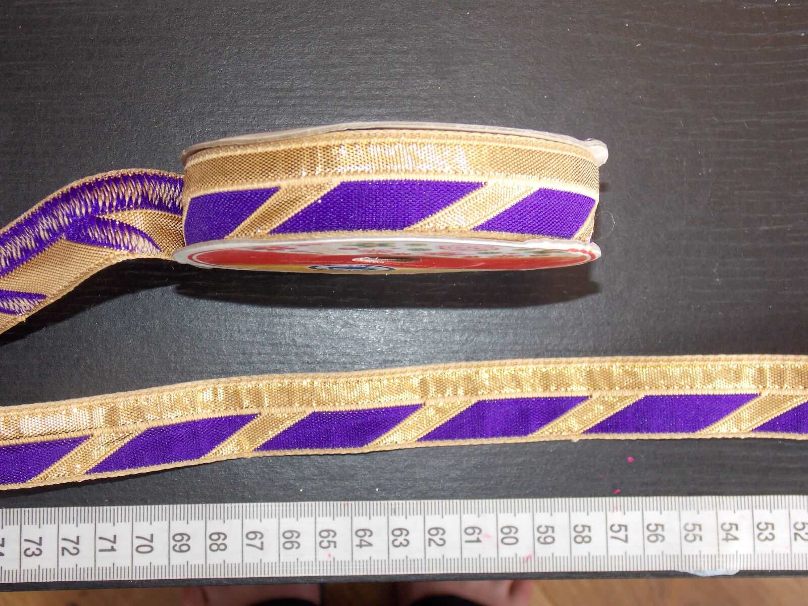 1m purple gold jacquard embroidered ribbon 23mm