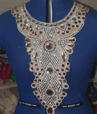 1x topaz gold crystal hot fix applique collar/ neckline