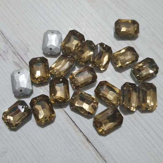 10x 15mm TOPAZ colour sew on glass crystal gem