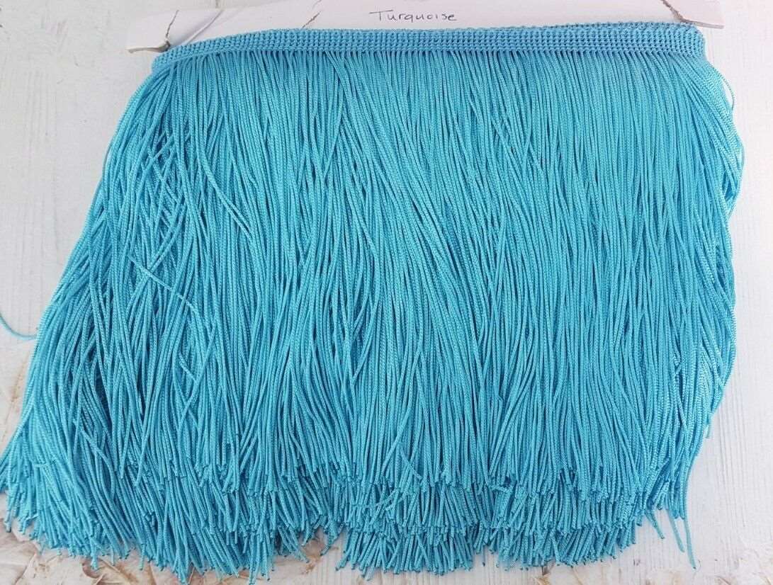 15cm drop turquoise neon blue silk fringe fringing