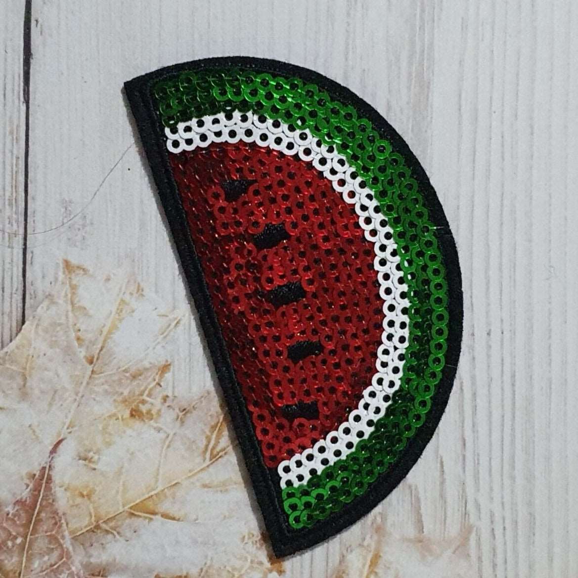 1x 8cm watermelon fruit sequin hot-fix applique