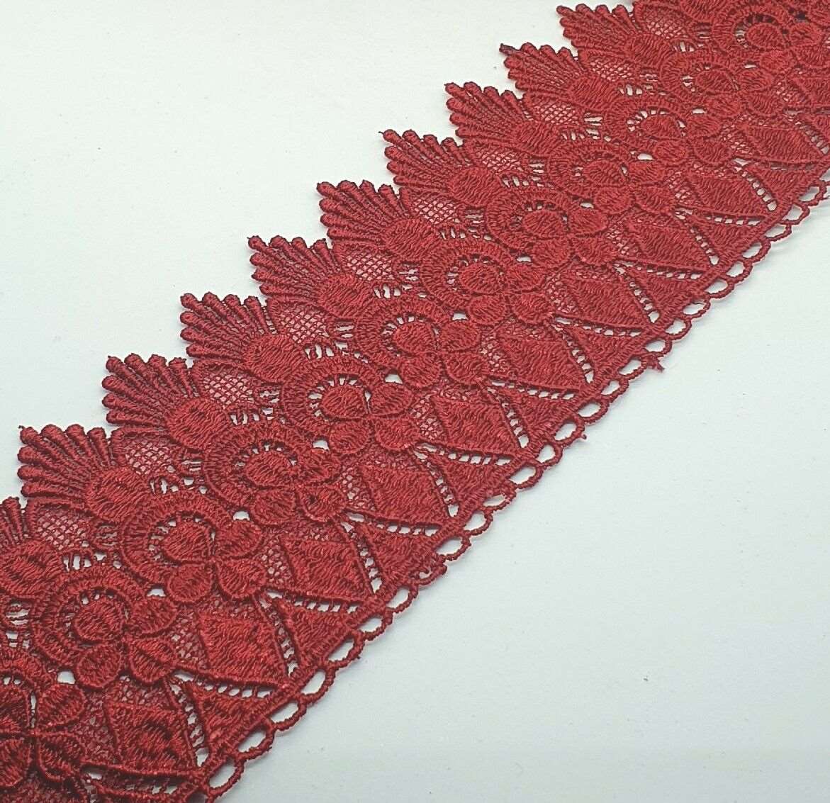 1m 8.5cm wine guipure embroidered lace