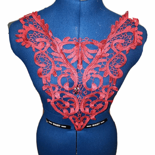 1x wine embroidered lace applique patch/ collar/ neckline