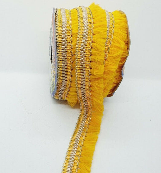 1m yellow gold fringe trim sequin tassel braid 2cm