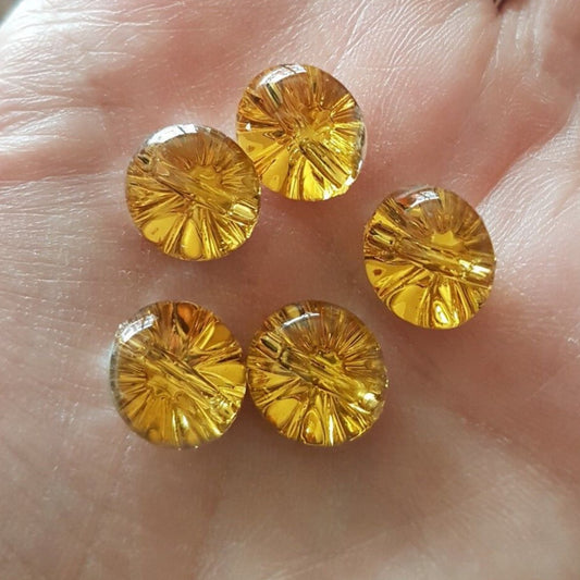 5x 12mm yellow gem acrylic rhinestone dress coat shirt button