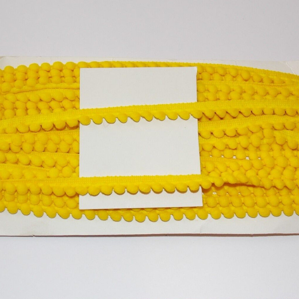 1m deep yellow pearl pom pom embroidered ribbon trim 10mm